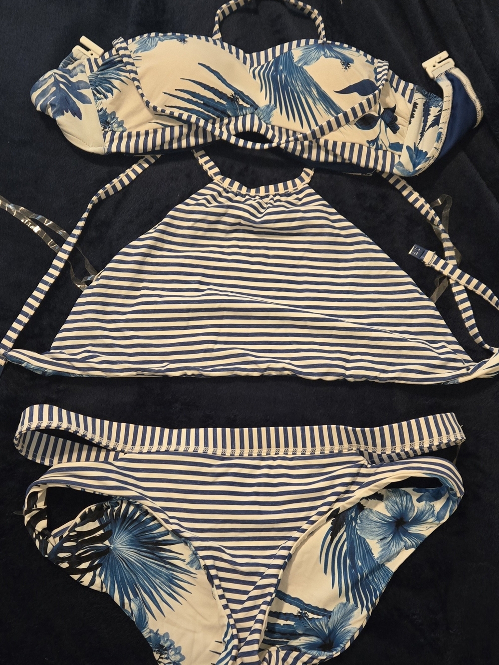 Seafolly White and Blue Tropical Bikini Set